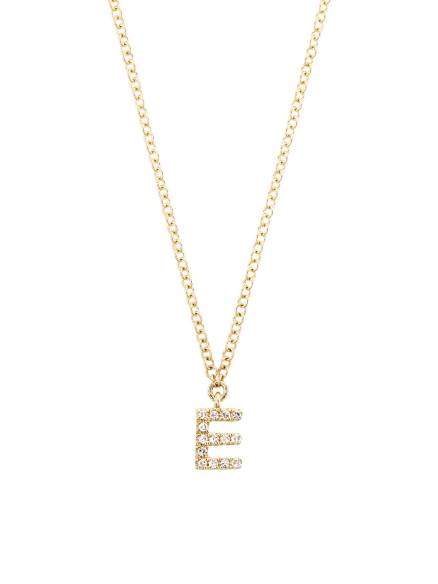 14K Yellow Gold & 0.03 TCW Diamond Initial Pendant Necklace | Saks Fifth Avenue