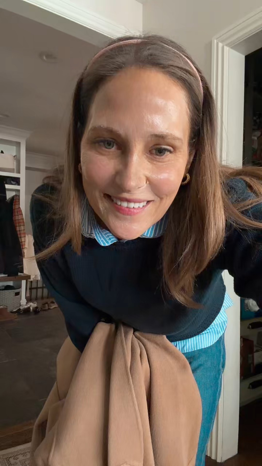 My OOTD includes a morning mask… and why not? By the time I arrive I will have fresh dewy skin to go with my cute outfit!  
s

#LTKootd #LTKOver40 #LTKmorningroutine