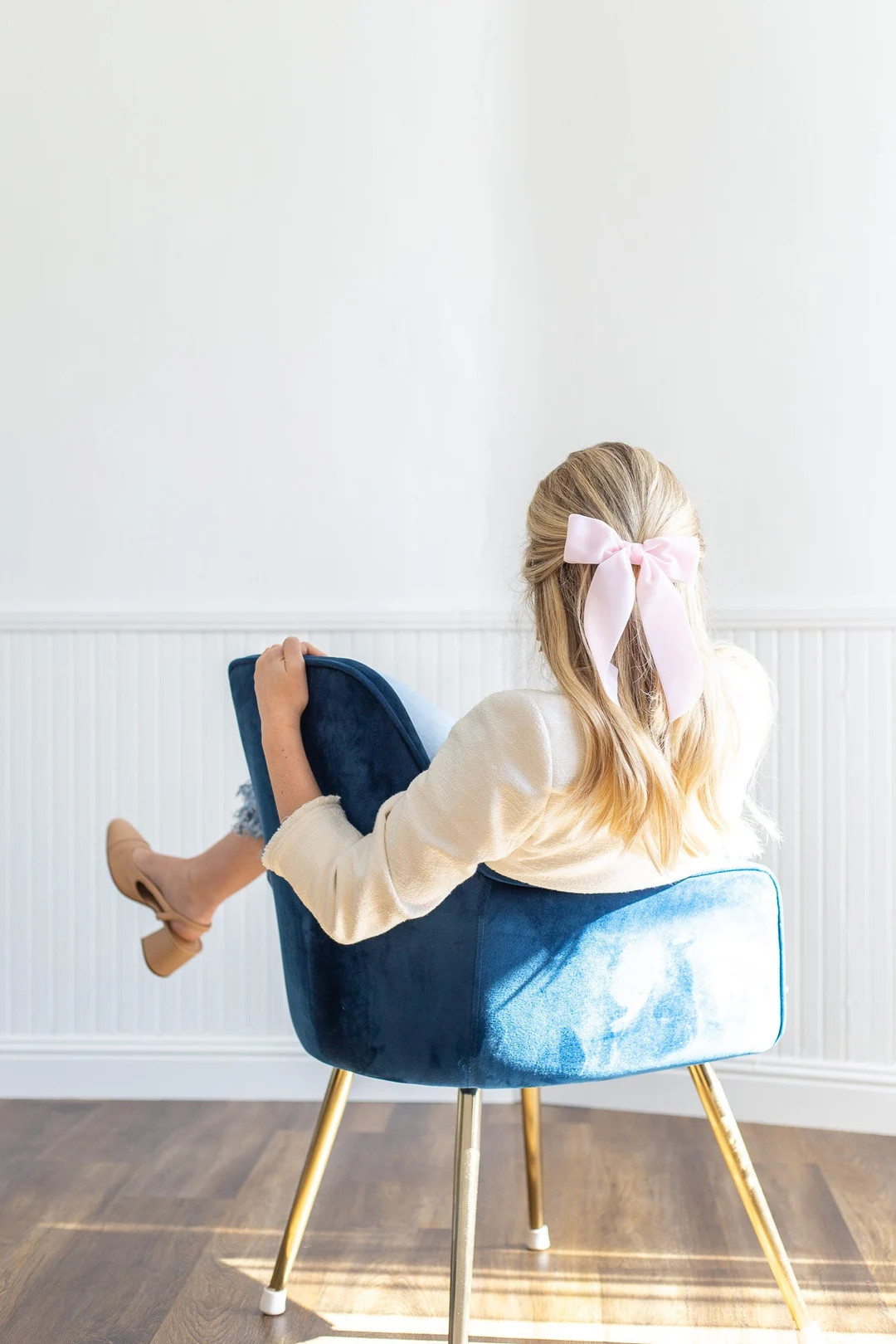 Ballet Slipper Pink Oversized Velvet Hair Bow Long Tail French Barrette | Grace & Grandeur Bailee... | Etsy (US)