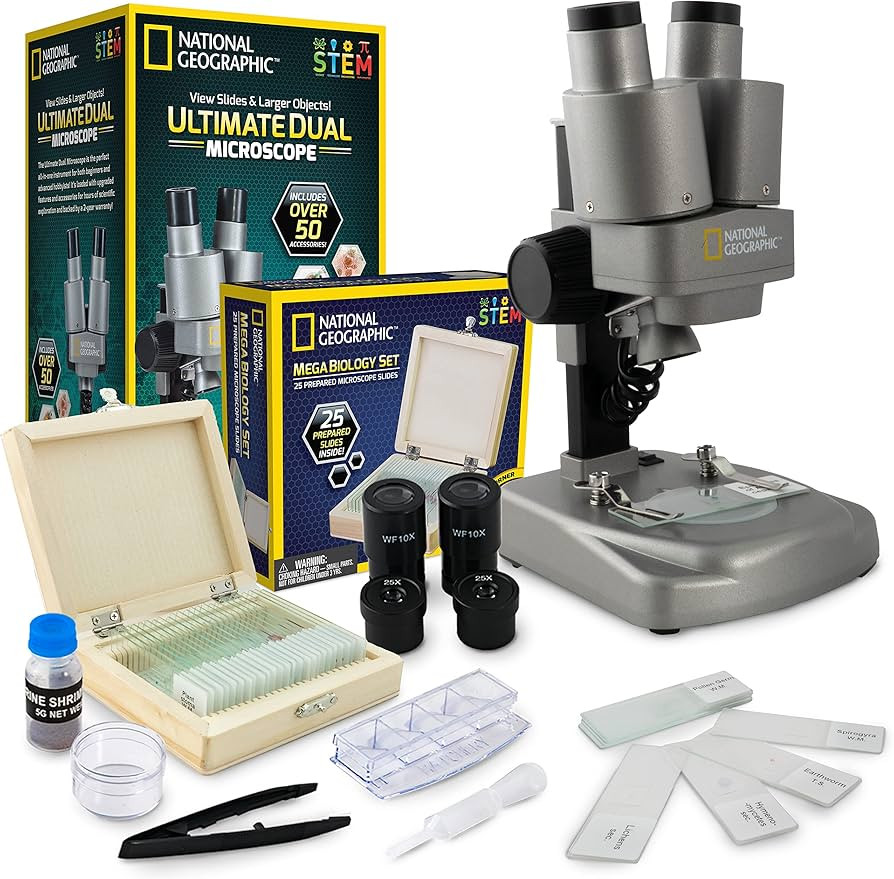 NATIONAL GEOGRAPHIC Kids Microscope Science Kit - Dual LED Microscope for Kids, Ultra Bright 20x ... | Amazon (US)