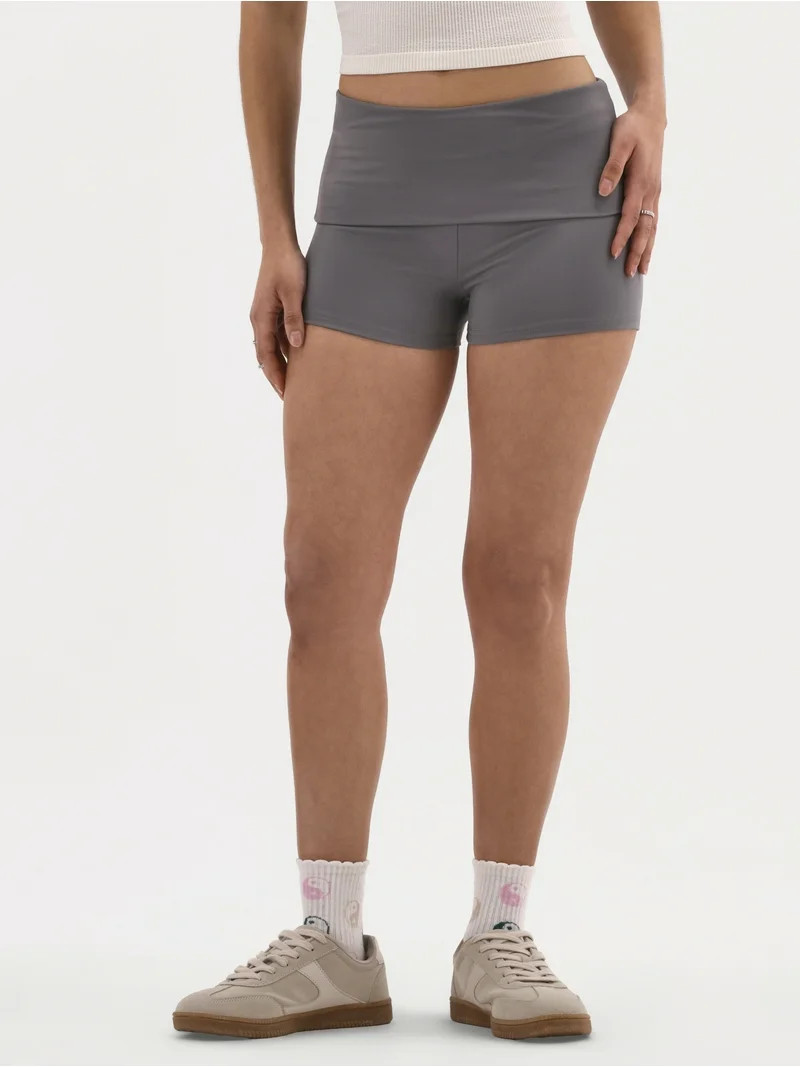 No Boundaries Foldover Shorts, 2'' Inseam, Women's - Walmart.com | Walmart (US)