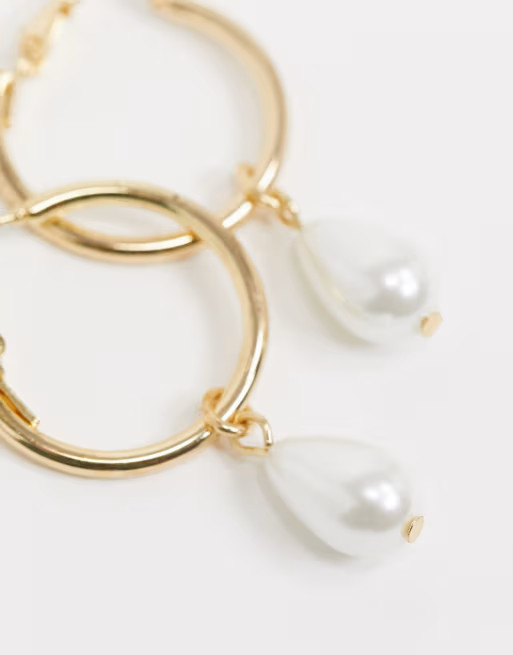 Accessorize Exclusive hoop earring with pearl drop in gold | ASOS (Global)