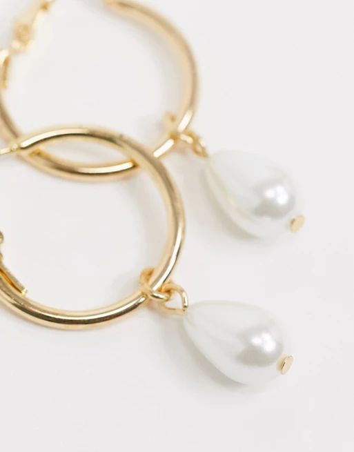 Accessorize Exclusive hoop earring with pearl drop in gold | ASOS (Global)