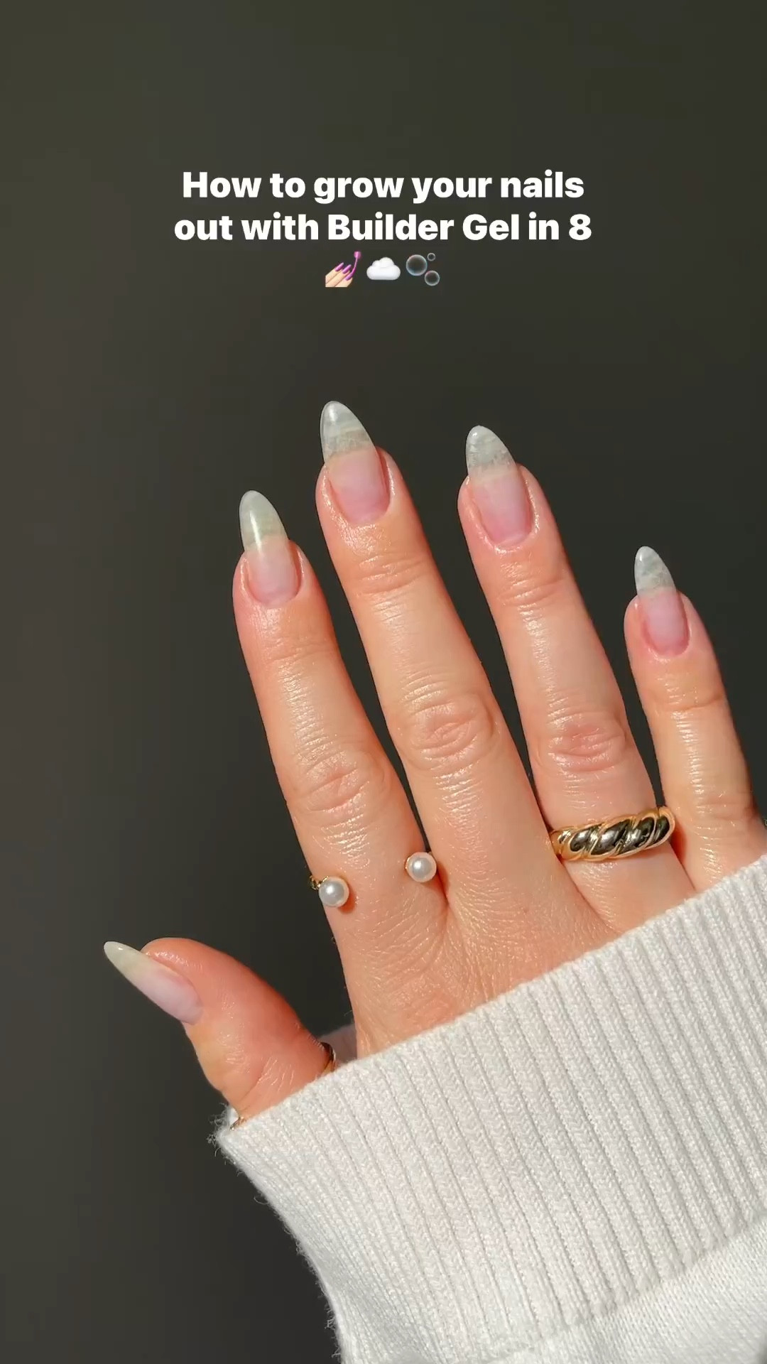 See caption for more details👇🏻🫧  Step 1: Gently drill off your old builder gel so your nail is smooth. Don’t touch your natural nails with this bit.  Step 2: Use a sanding band to buff the rest of the nail.   Step 3: Prep your cuticles. Going in forward and reverse motion. This will remove your cuticles and help the products last longer because you’ll be able to paint closer to the nail plate.   Step 4: File your nails to the shape and length that you want.  Step 5: Apply acetone as a dehydrator.   Step 6: Paint primer over your whole nail.  Step 7: Paint a slip layer of your builder gel over your whole nail and cure.   Step 8: Get a bead of builder gel and apply it to the appex of the nail. Work it back and forth into the slip layer and it will melt evenly. You can turn your finger upside down so the apex forms smoothly. Look at your line of light on the nail as a reference. Cure it and you are done.     Thanks I hope that helped. Follow for more nail tips.   If you are seeing this thank you. I appreciate you. 🤍   #buildergel  #naturalnailgrowth  #naturalnails  #nailtutorials  #cleangirlaesthetic  buildergeltutorial

#LTKHoliday #LTKbeauty #LTKsalealert