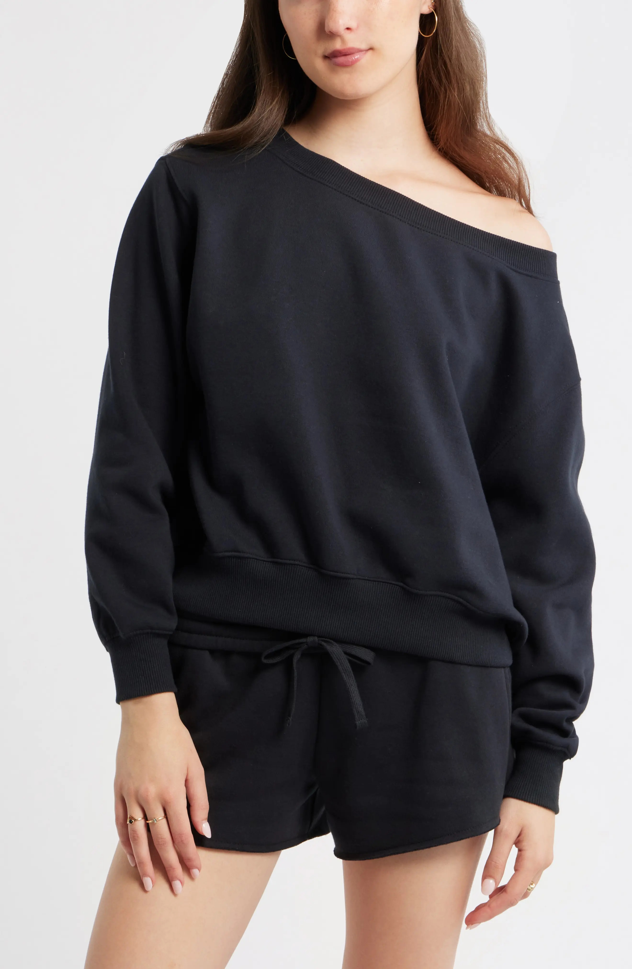 Off the Shoulder Fleece Sweatshirt (Women) | Nordstrom | Nordstrom
