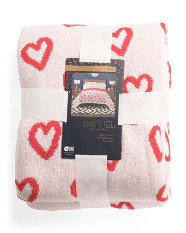Pop Heart Feather Knit Blanket | TJ Maxx