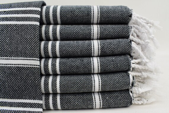 Black Hand Towel,Turkish Hand Towel, Tea Towel,Towel, Kitchen Towel, 24"x36" -60x90 cm, Striped T... | Etsy (US)