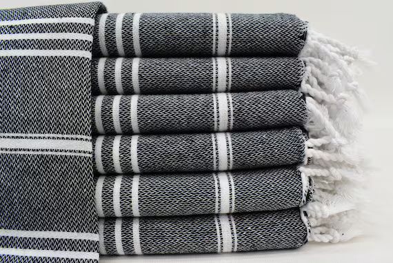 Black Hand Towel,Turkish Hand Towel, Tea Towel,Towel, Kitchen Towel, 24"x36" -60x90 cm, Striped T... | Etsy (US)