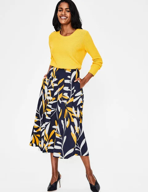 Theodora Pleated Skirt (Big Scale Leaf) | Boden (US)