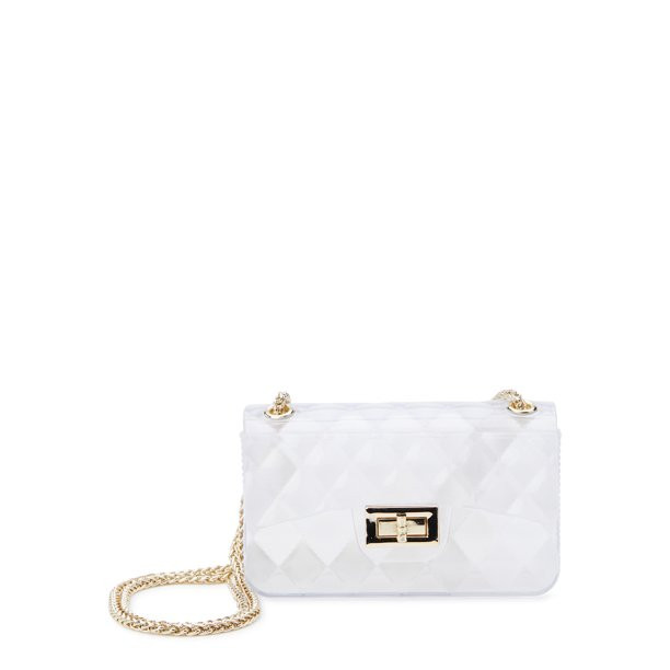 No Boundaries Women's Quilted Jelly Crossbody Bag, Clear | Walmart (US)