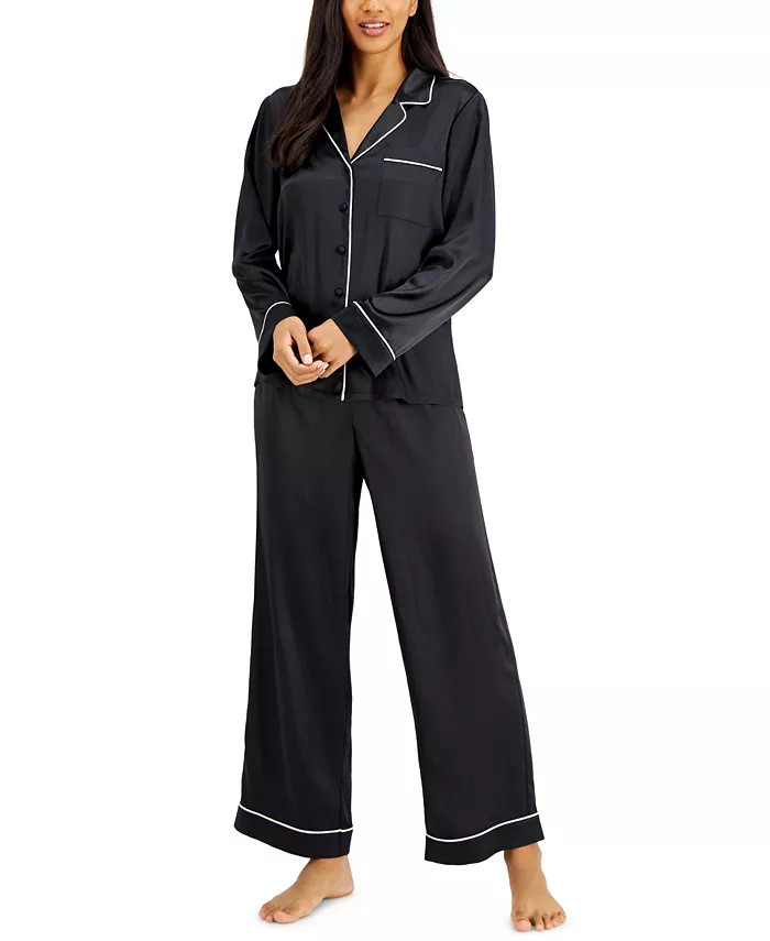 I.N.C. International Concepts Satin Notch Collar Packaged Pajama Set, Created for Macy's - Macy's | Macy's