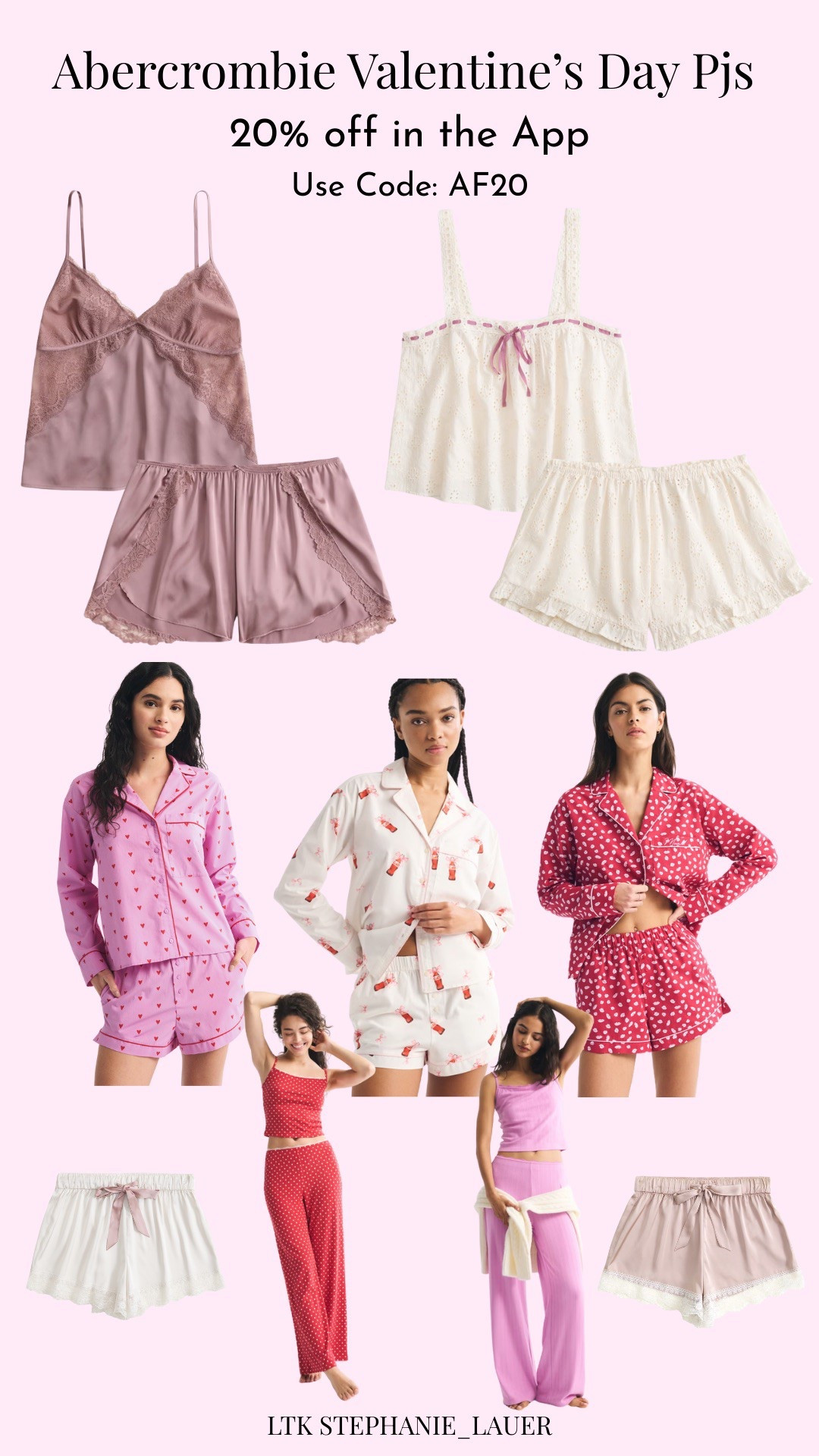 Abercrombie Valentine’s Day Pjs😍 
Shop in the app Use Code: AF20


#LTKValentine #LTKSeasonal #LTKgrwm