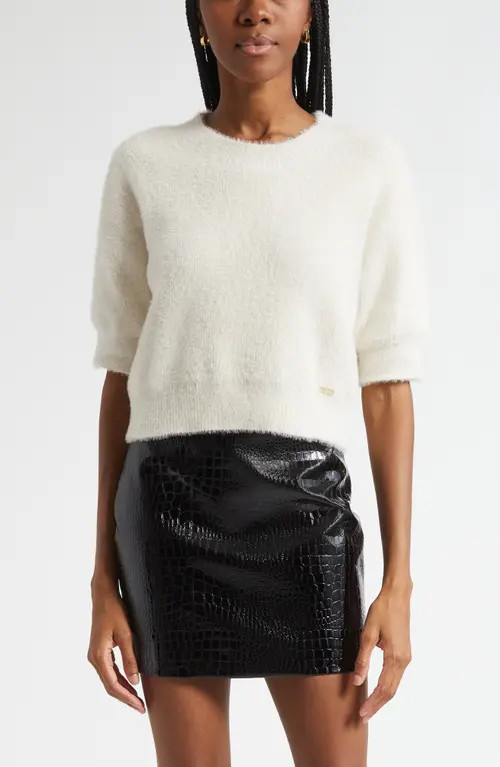 L'AGENCE Guinevere Elbow Sleeve Sweater in Vintage White at Nordstrom, Size Medium | Nordstrom