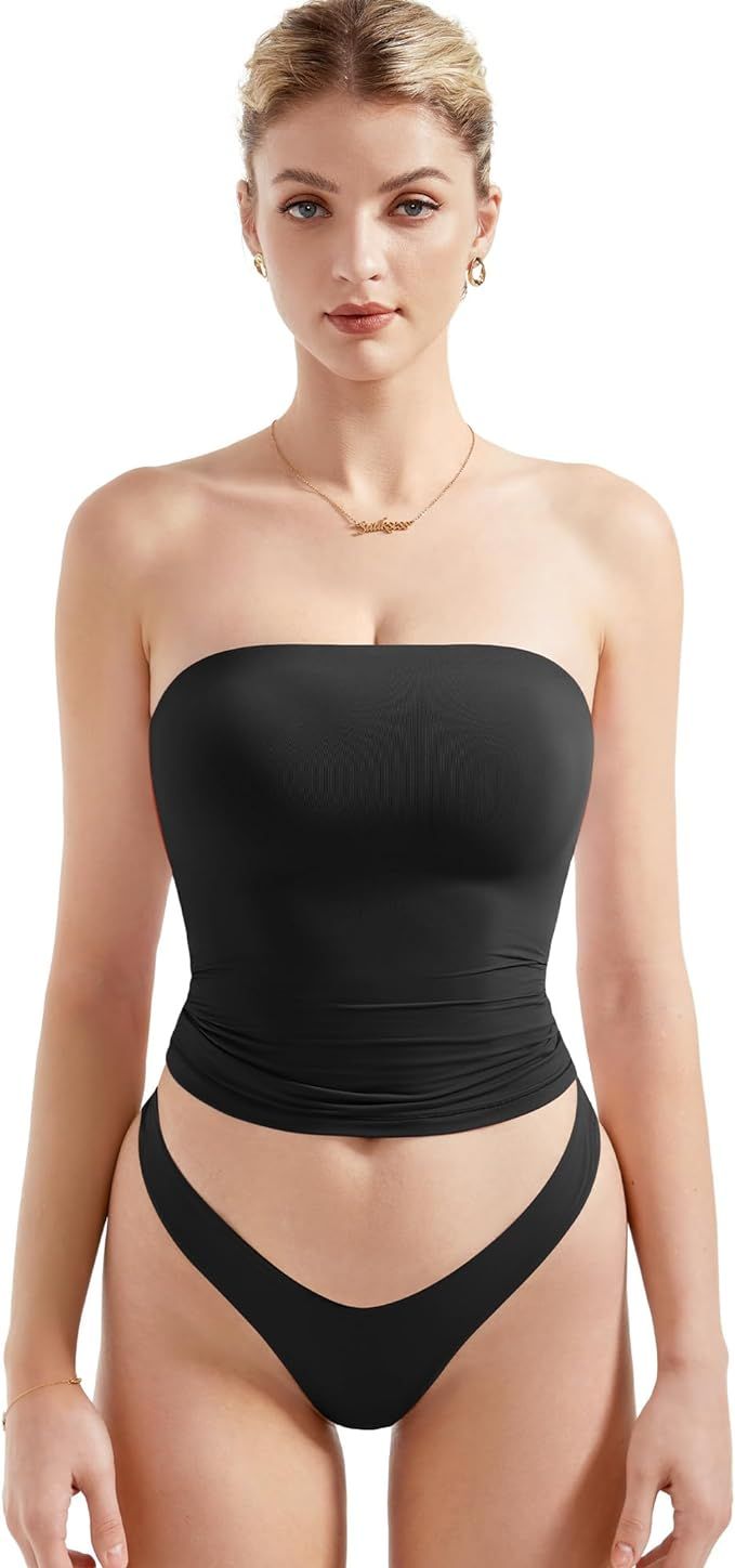 SUUKSESS Women Sexy Tube Top Summer Y2K Going Out Double Lined Basic Tank Top | Amazon (US)