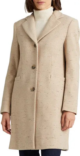 Lauren Ralph Lauren Reefer Wool Blend Coat in Black at Nordstrom, Size 2 | Nordstrom