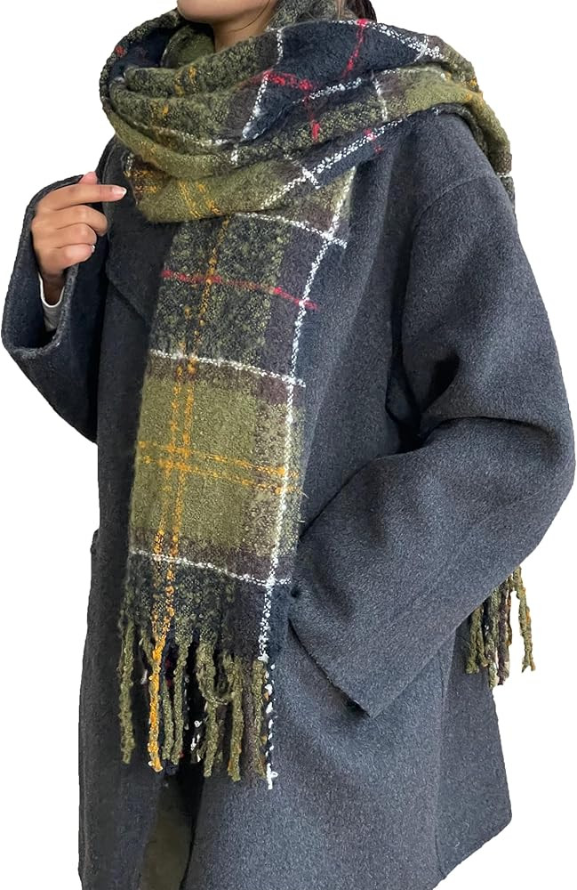 Women’s Plaid Tartan Scarf Soft Cashmere Feel Shawl Wrap Tassels Cozy Cold Weather Accessory fo... | Amazon (US)