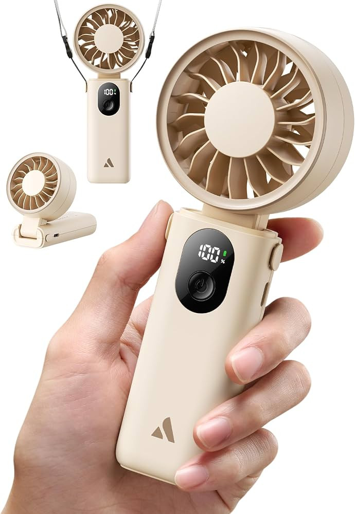 Aecooly Mighty Handheld Portable Fan,USB Rechargeable Mini Personal,5 Speeds Wind,20H Max Cooling... | Amazon (UK)