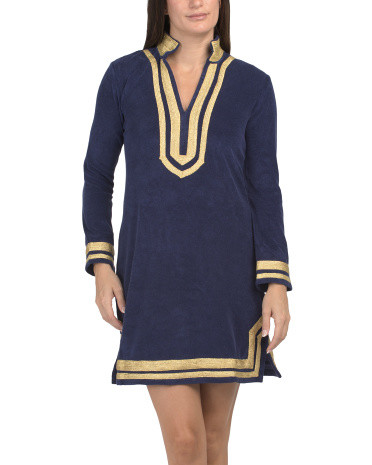 Long Sleeve Gold Tone Lurex Terry Swim Cover-up | Swimsuits & Cover-ups | Marshalls | Marshalls