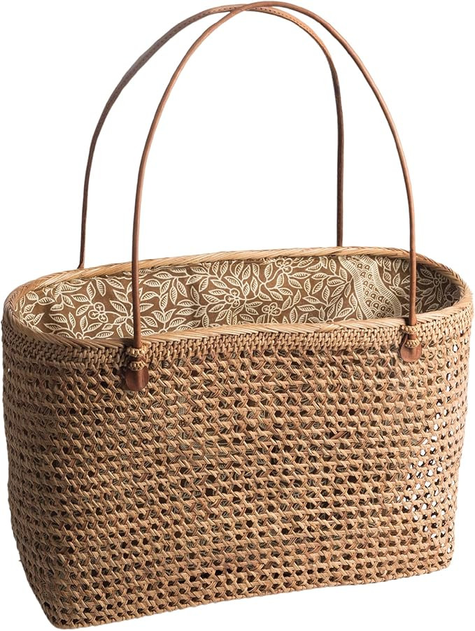 Beach Bags for Women - Rattan Bag Handcrafted Balinese - Brown Straw Tote for Beach Essentials - ... | Amazon (US)