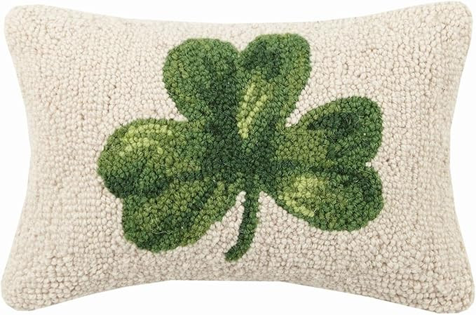 Peking Handicraft Irish Green Shamrock Clover Hooked Wool Pillow – 8” x 12” | Amazon (US)