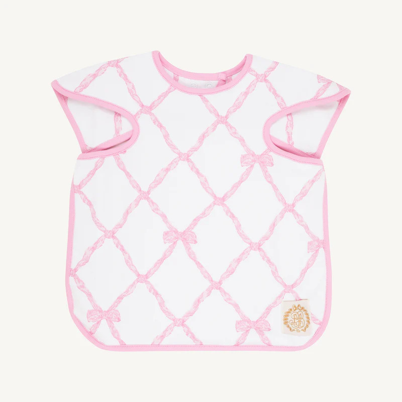 Big Bite Bib - Belle Meade Bow with Pier Party Pink | The Beaufort Bonnet Company