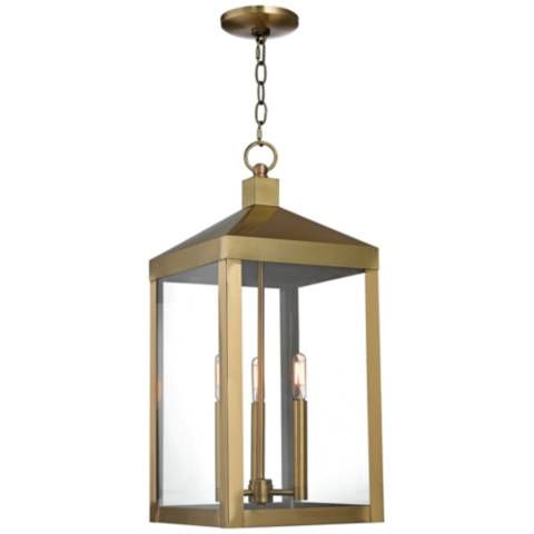 Nyack 24" High Antique Brass Outdoor Hanging Light | Lamps Plus
