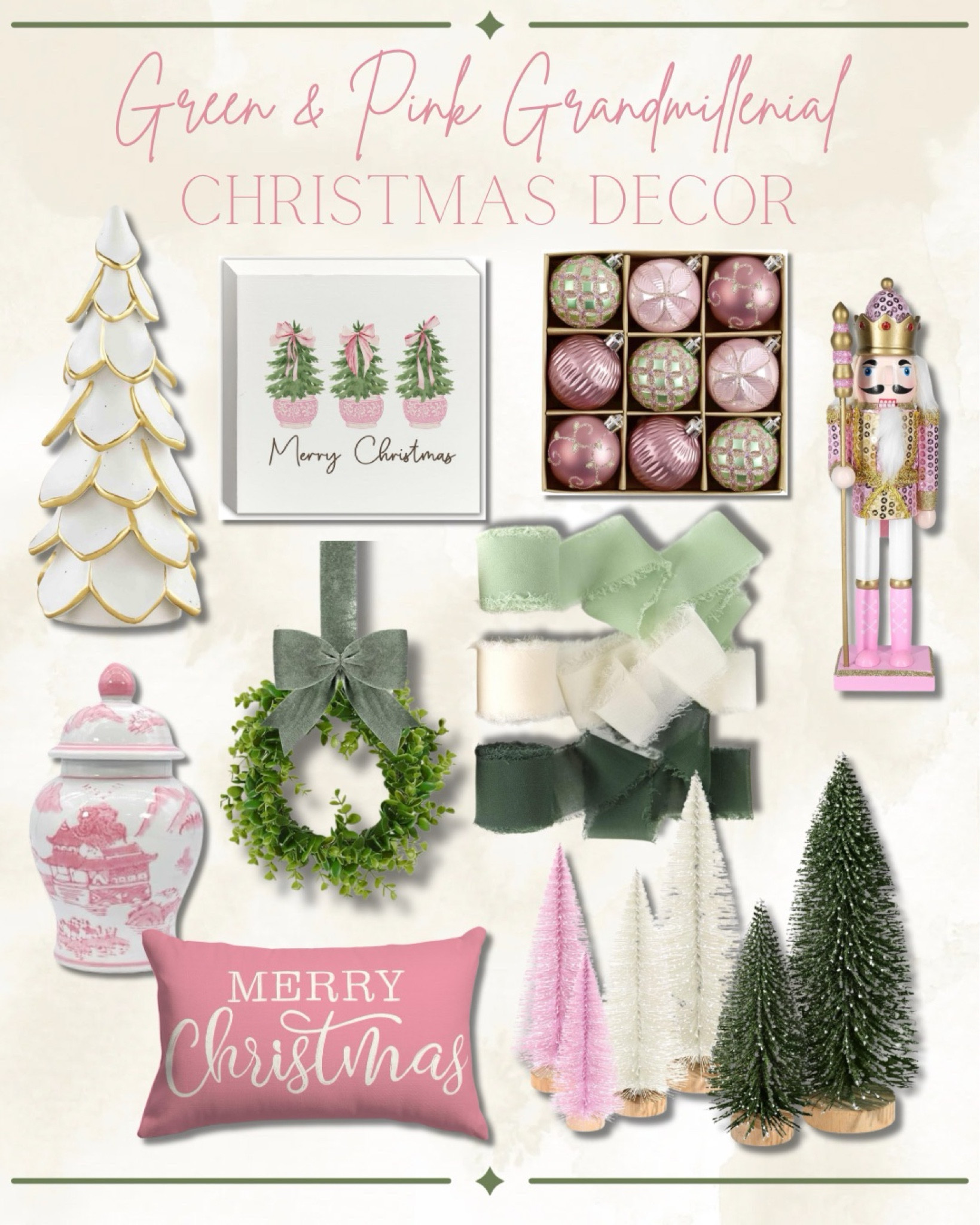 I’m dreaming of a pink Christmas 🎄💕 Loving these Grandmillenial Christmas decor finds ✨
•
#kristieincarolina #liketkit #style #shopthepost 
#rewardstylebloggers 
#holidaydecor #christmasdecor #homedecor #pinkandgreen #grandmillenial 

#LTKHoliday #LTKSeasonal #LTKHome