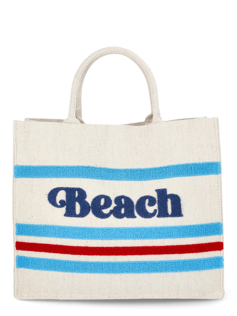 No Boundaries Burlap Tote Bag, Beach Natural, Women’s - Walmart.com | Walmart (US)