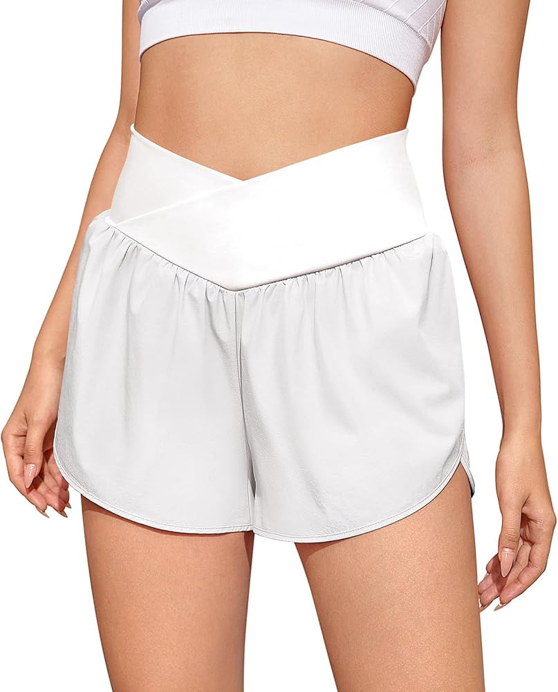 TARSE Womens 2 in 1 Running Shorts High Waisted Athletic Shorts Workout Gym Yoga Liner Dolphin Sh... | Amazon (US)