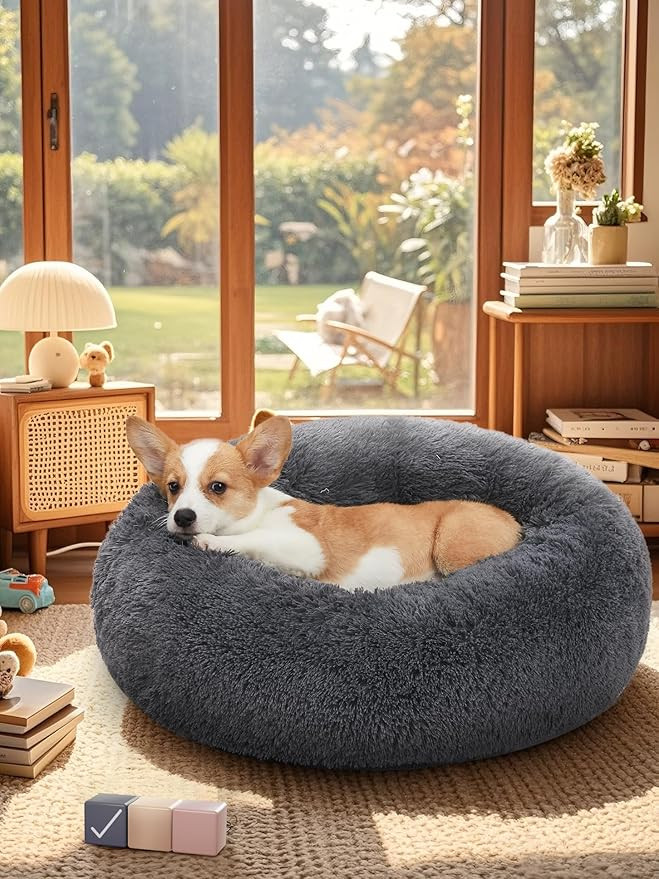 OhGeni Calming Donut Dog Bed Pillow for Medium Pets, Machine Washable Removable Cover, Comfort Pl... | Amazon (US)