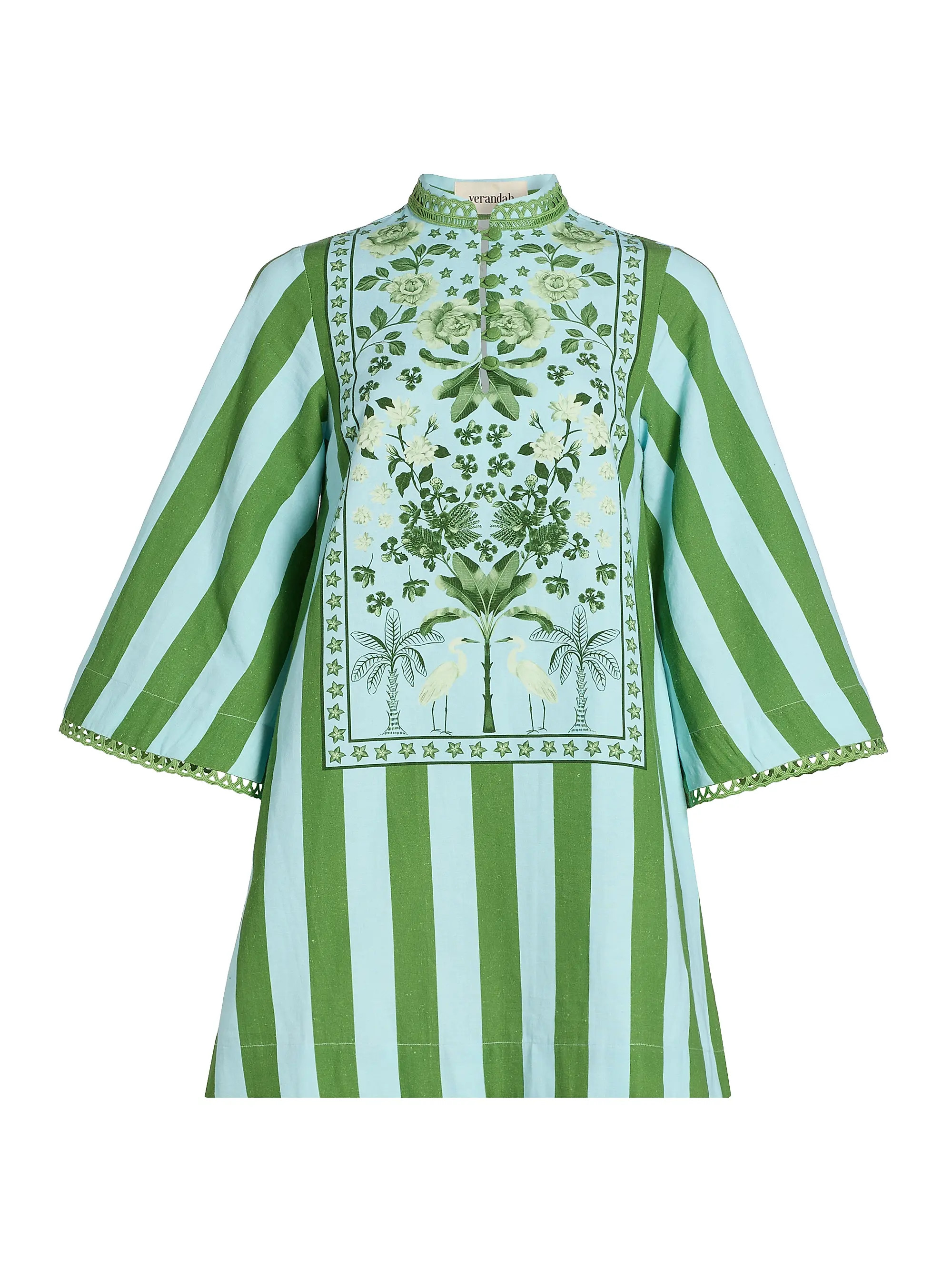 Verandah Ammama Anj Striped Cotton-Blend Minidress | Saks Fifth Avenue | Saks Fifth Avenue