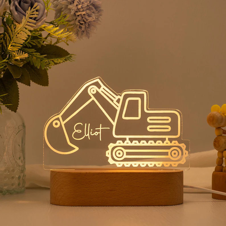 Personalised Tractor Night Light,Nursery Decor,Kids Gift,Night Light,Children's Night Light,Digge... | Etsy (US)