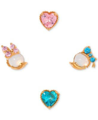Girls Crew 18k Gold-Plated 4-Pc. Set Mixed Color Crystal Donald & Daisy Duck Single Stud Earrings... | Macy's