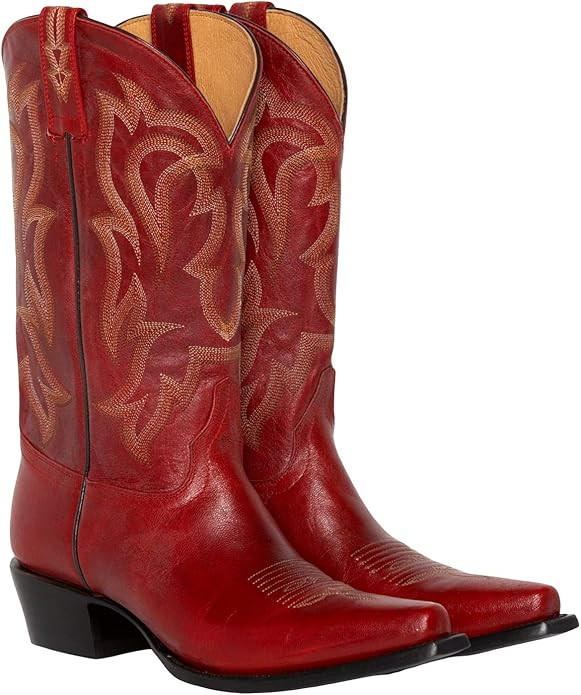Shyanne Women's Lucille Cowboy Boot Snip Toe Red | Amazon (US)