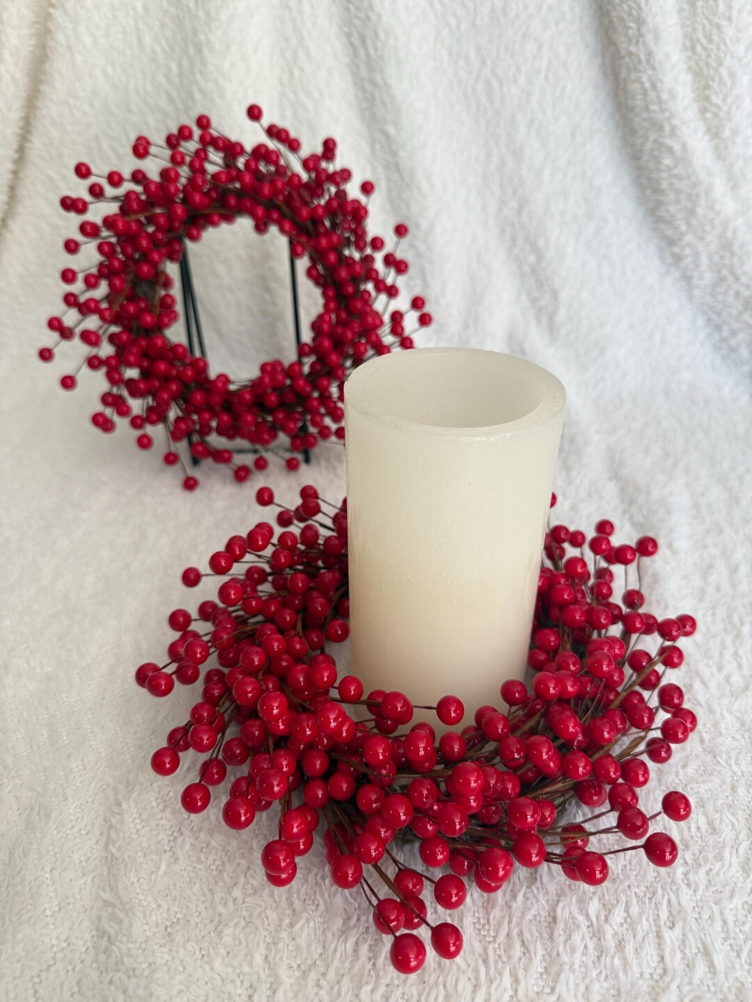 Holiday Mini Red Berries Grapevine Wreath: Holiday, Christmas and Candle Decor - Etsy | Etsy (US)