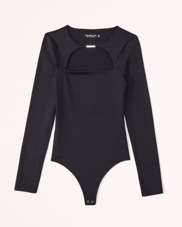 Long-Sleeve Hardware Cutout Bodysuit | Abercrombie & Fitch (US)
