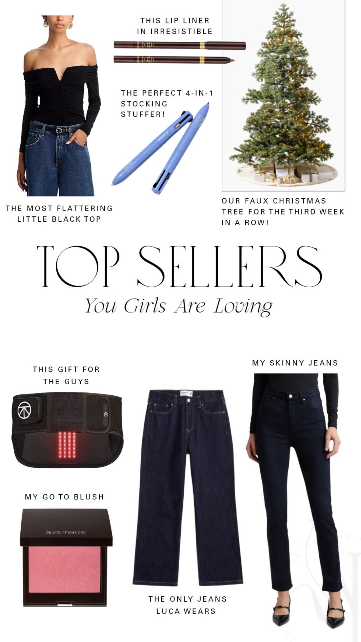 My no fail gift idea for the guys back warming device made the top sellers along with Luca 🏀⚡️✨’s favorite jeans might go to skinny jeans this four and one make up pen. That’s perfect for a stocking stuffer our tree and a little black top all made my top sellers.

#LTKGiftGuide #LTKFindsUnder50 #LTKSaleAlert