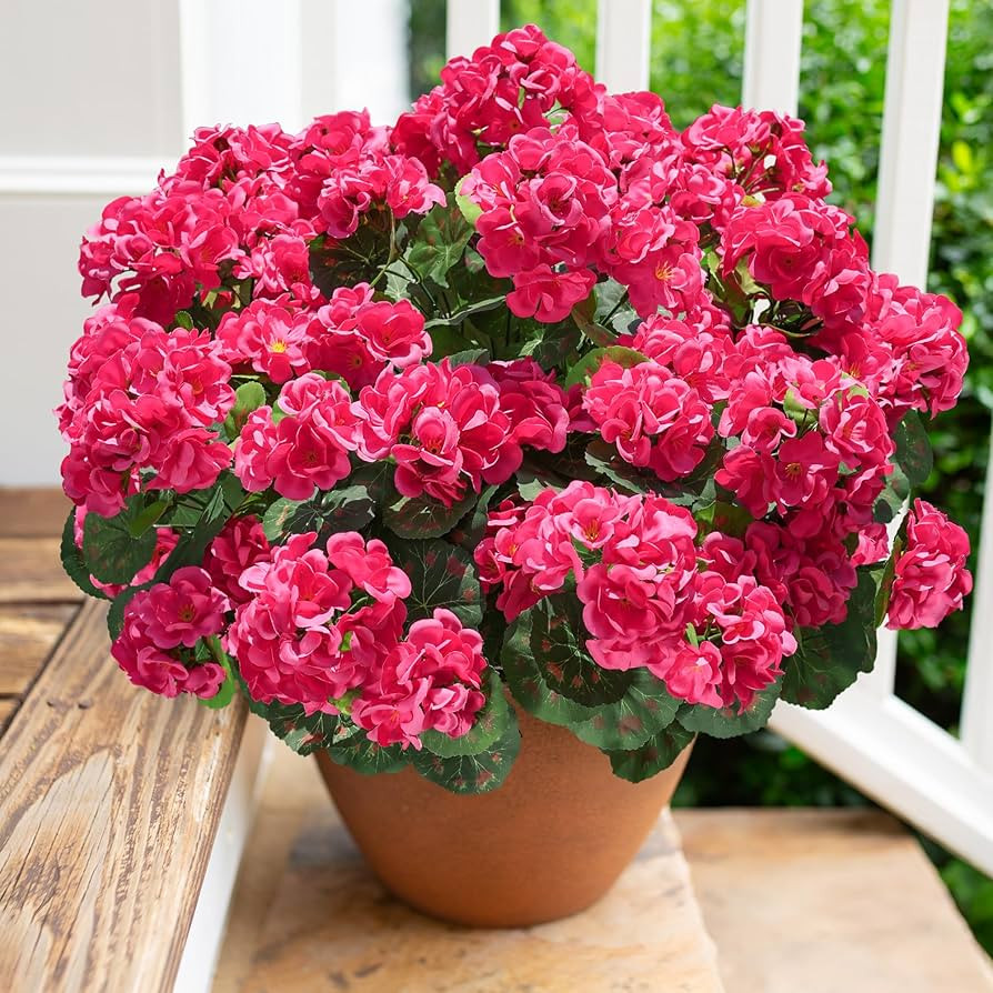 Artificial Geranium Fake Flowers for Outdoors Decoration, 6 Bundles Silk Geraniums Flower UV Resi... | Amazon (US)