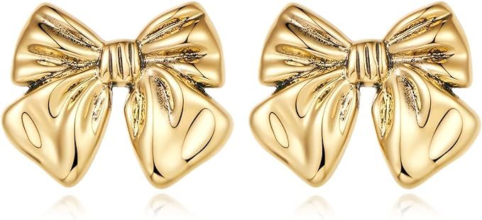 FAMARINE Bow Earring for Women Vintage Gold Bow Drop Earrings for Women Gift | Amazon (US)