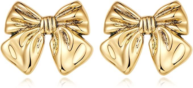 FAMARINE Bow Earring for Women Vintage Gold Bow Drop Earrings for Women Gift | Amazon (US)