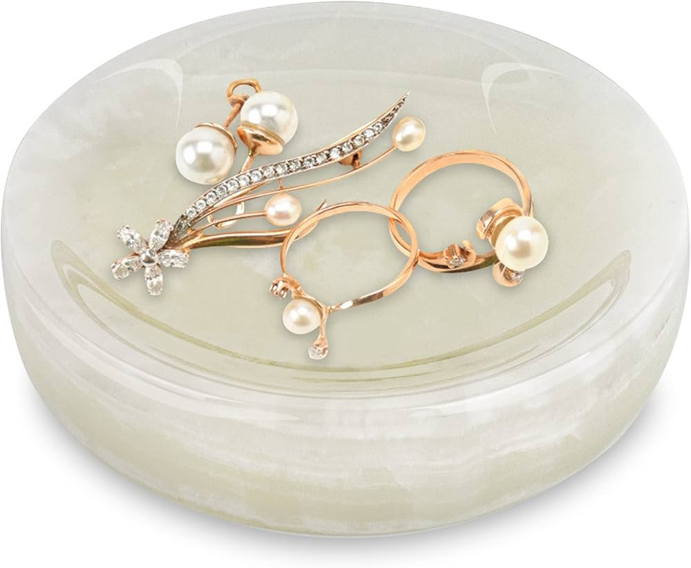 Marble Round Vanity Tray for Jewelry, Dish Ring Trinket Holder,Jewelry Organizer Tray, Marble Van... | Amazon (US)