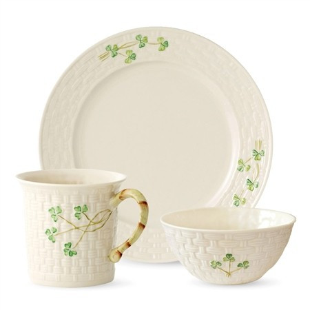 Shamrock 12 Piece Dining Set - White | Belleek Pottery