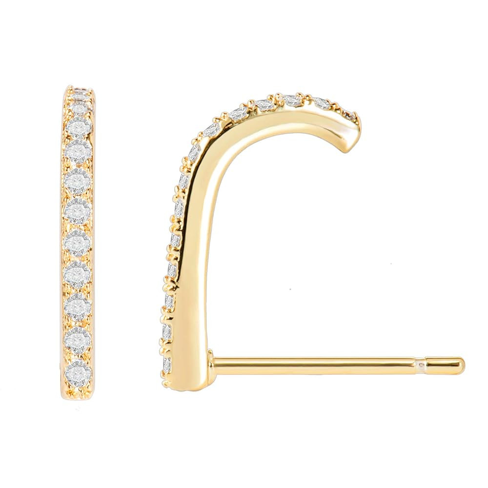CZ Simulated Diamond Bar Hook Suspender Earrings 14K Gold/Rose Gold Plated | Amazon (US)