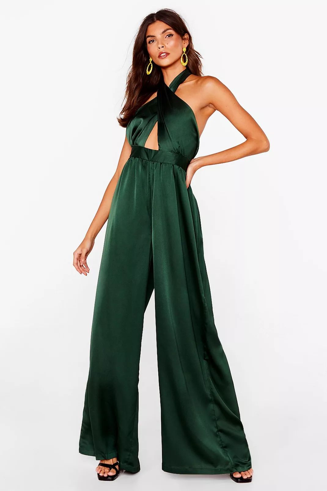 Recycled Satin Halter Jumpsuit | Nasty Gal (US)