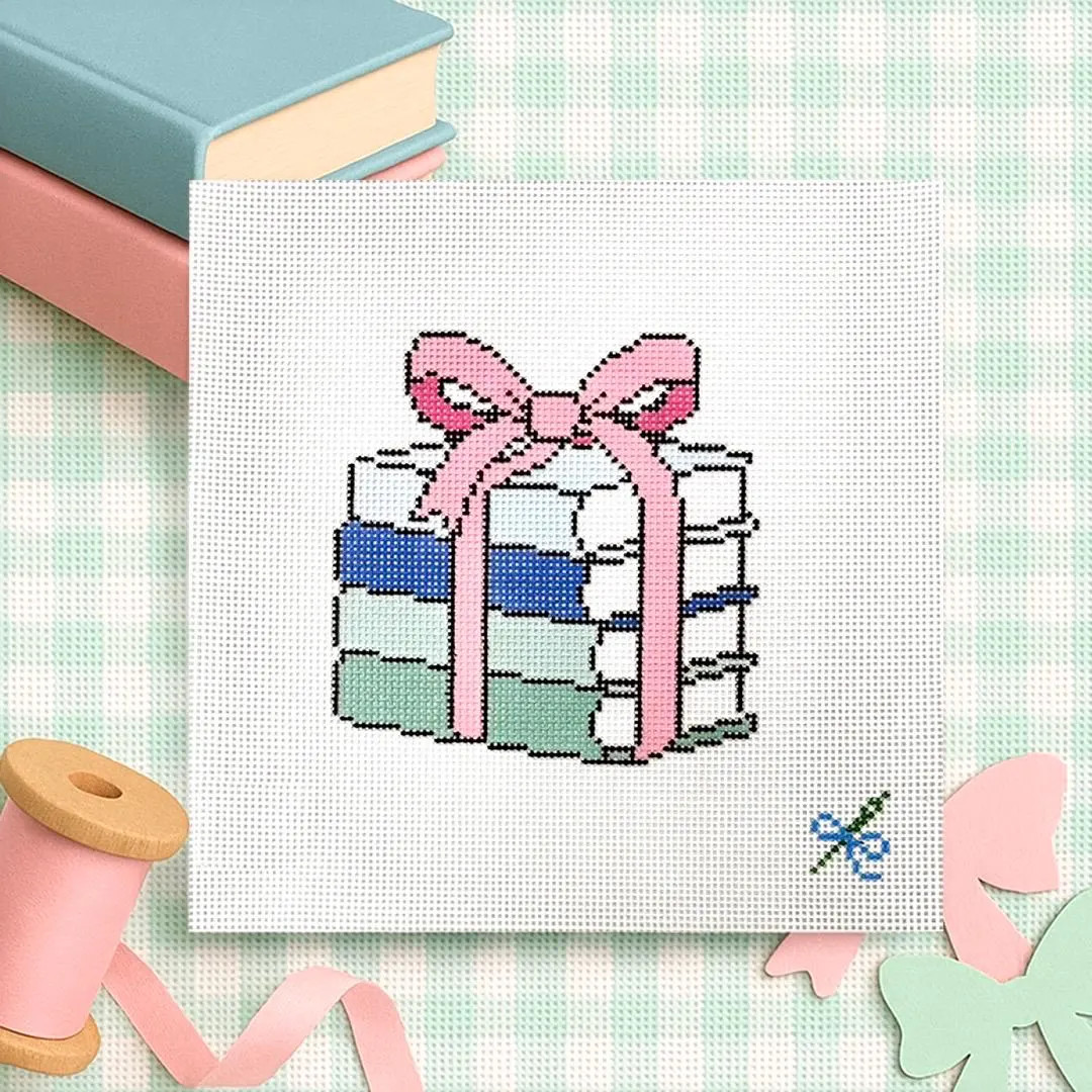 Books with Bow Needlepoint Canvas: Hand-Painted Beginner Project | Etsy (US)