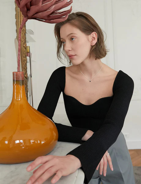 Chiara Knit Bustier Top in Black-BESTSELLER | Pixie Market