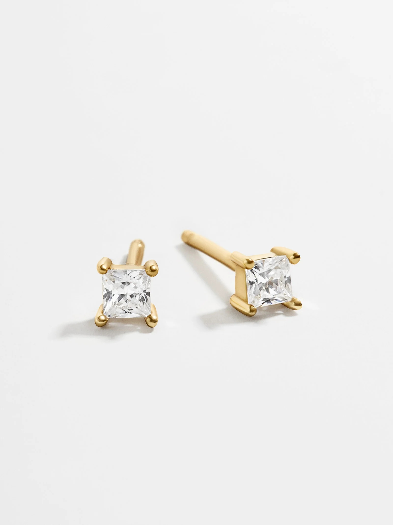 Rene 18K Gold Square Cut Earrings - Clear | BaubleBar (US)