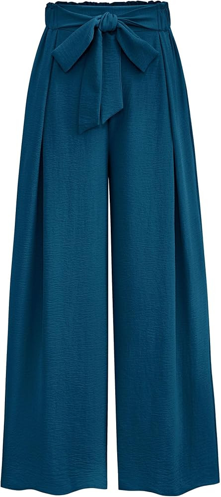 PRETTYGARDEN Women's Wide Leg Work Pants Business Casual High Waisted Loose Palazzo Trouser Summer Clothes | Amazon (US)
