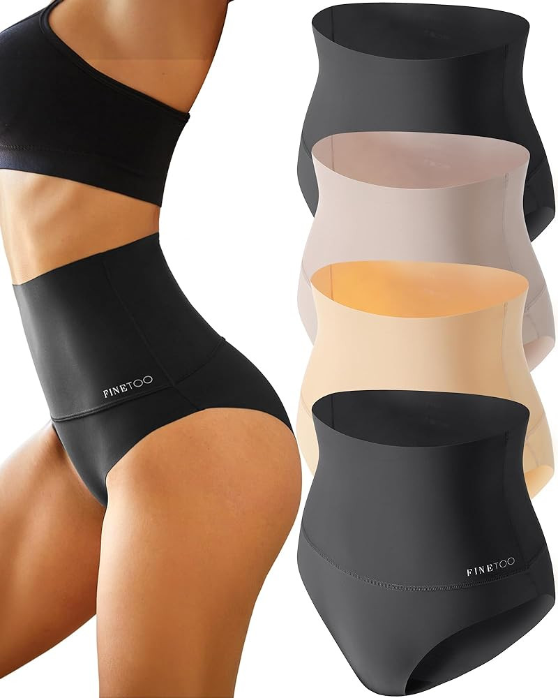 FINETOO Seamless Underwear for Women High Waisted Tummy Control Panties No Show Nylon Womens Brie... | Amazon (US)