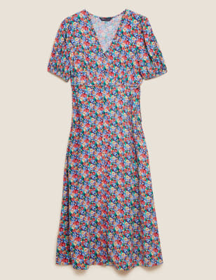 Floral Button Through Midi Tea Dress | Marks & Spencer (UK)